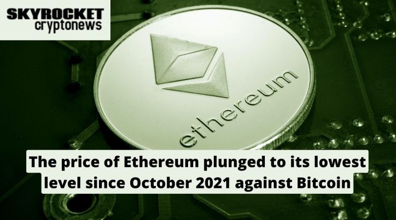 Compared to BTC, Ethereum is falling fast as it trades at a level last seen in October 2021.